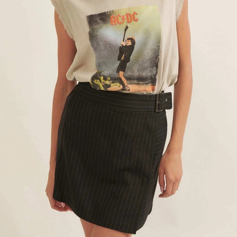 Promesa Black Pinstripe Mini Skirt